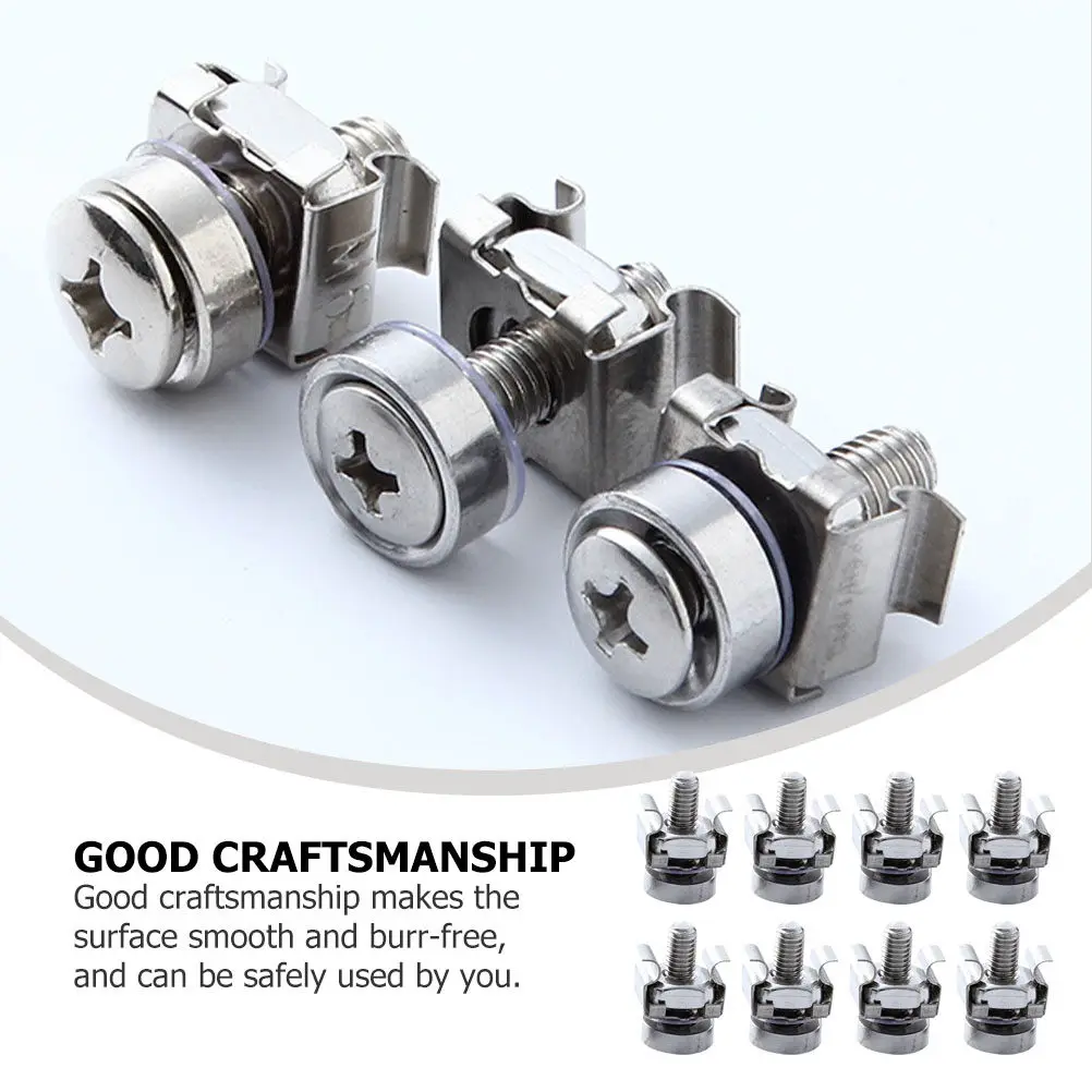50Sets Cabinet Screw Kit Heavy Duty Stainless Steel Mounting Screws for Server Rack Machine Cabinet Fixing Smooth Burr Free