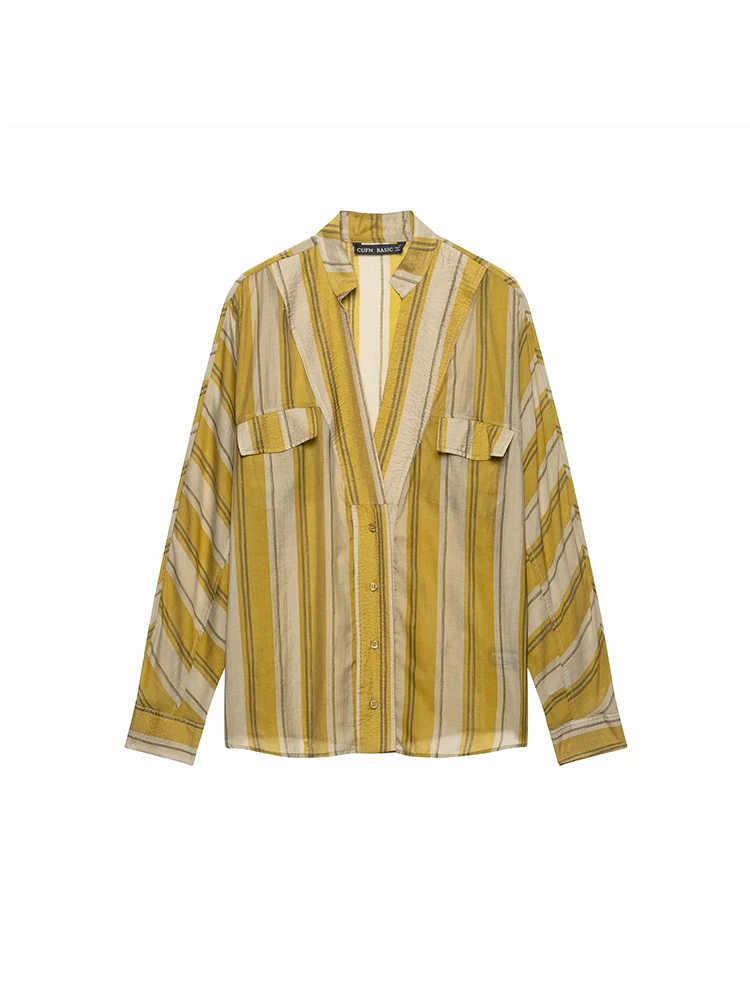 Women Casual Striped Loose Shirt Trouser Suits Women Full Sleeve Lapel Button Top Long Straight Pants Set Female 2026 Lady Suit