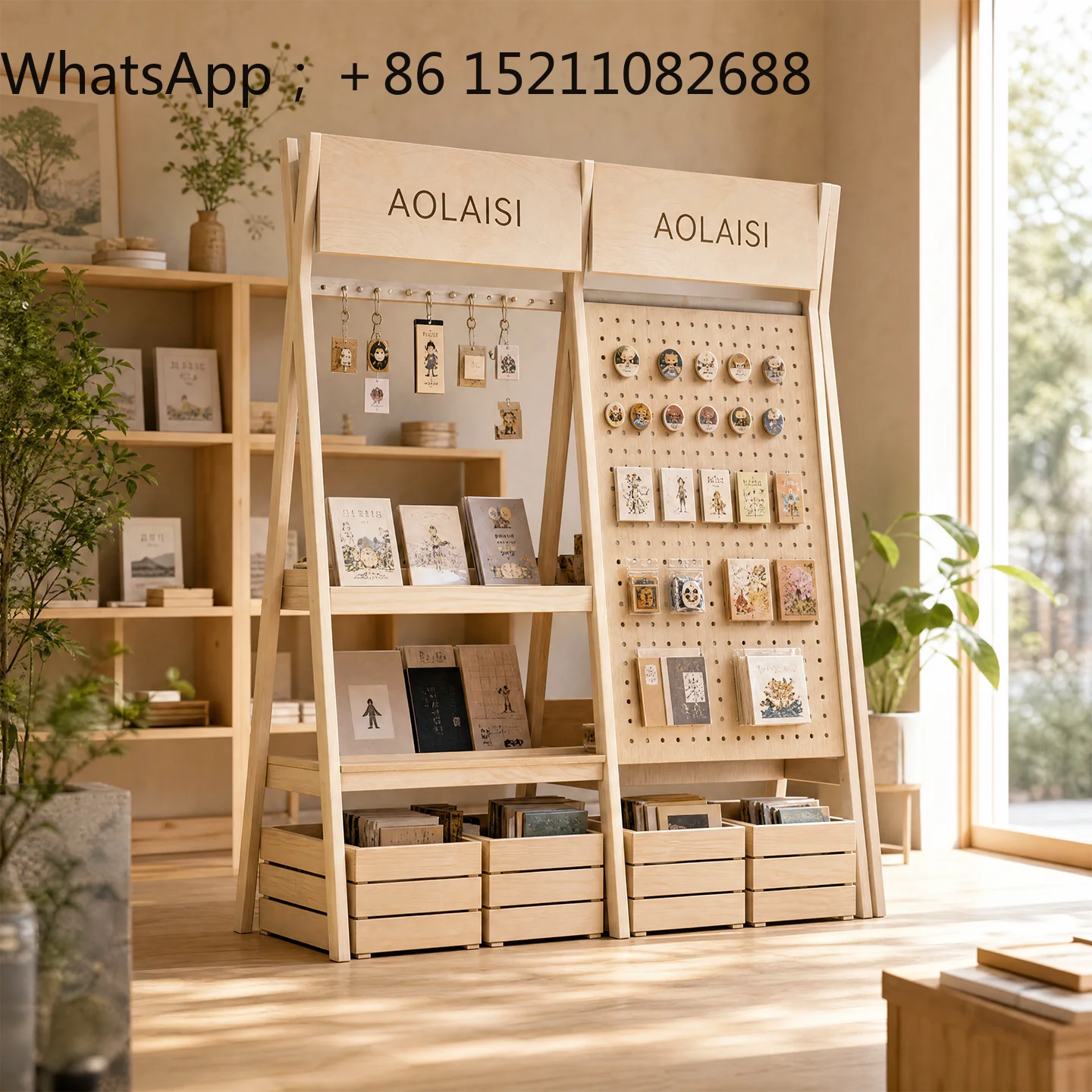 LLY Solid Wood Display Rack Multifunctional Supplies Storage Shelf Partition Display Commercial Hole Board Exhibition Rack