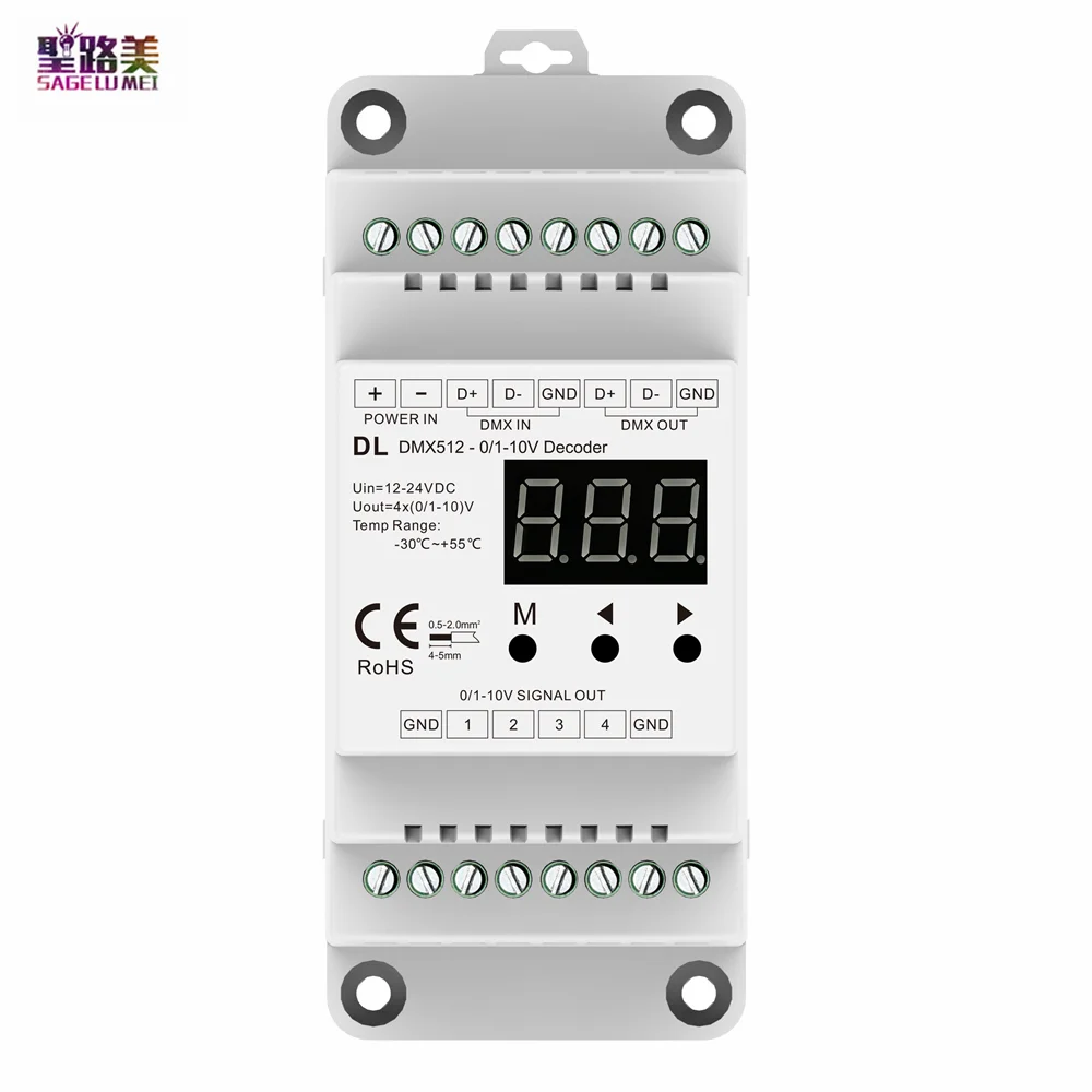 

DL DC5V-24V DMX512 to 4CH 0-10V Decoder 0-10V LED Dimmer DMX 512 Signal to 0-10V Signal RGB/RGBW controller 4 Channel Dimmer