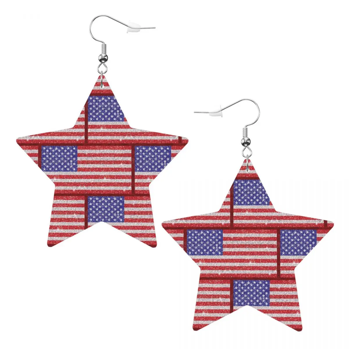 

Custom USA America Flag Dangle Drop Earrings Leather Earrings for Women Fashion For Valentine's Day