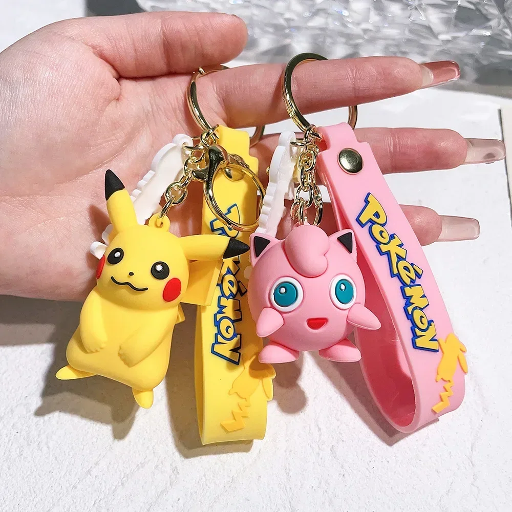 Pokemon Figure Model Pendant Toys Piakchu Doll Keychain Anime Keyring Silica Gel Charm Keychains Accessories Ornaments for Bags