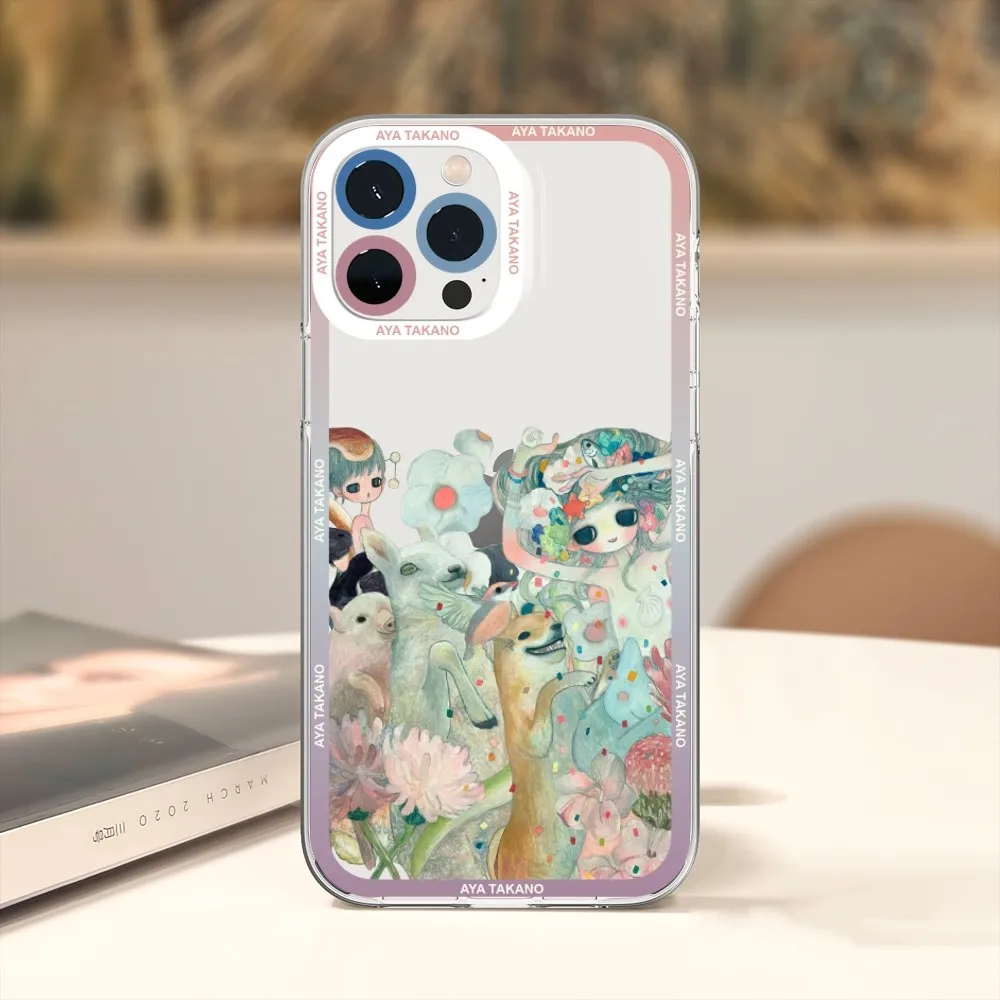 Aya Takano Art Phone Case For Xiaomi Redmi Note 7 8 9 10 11 Pro Max Transparent Border Shell