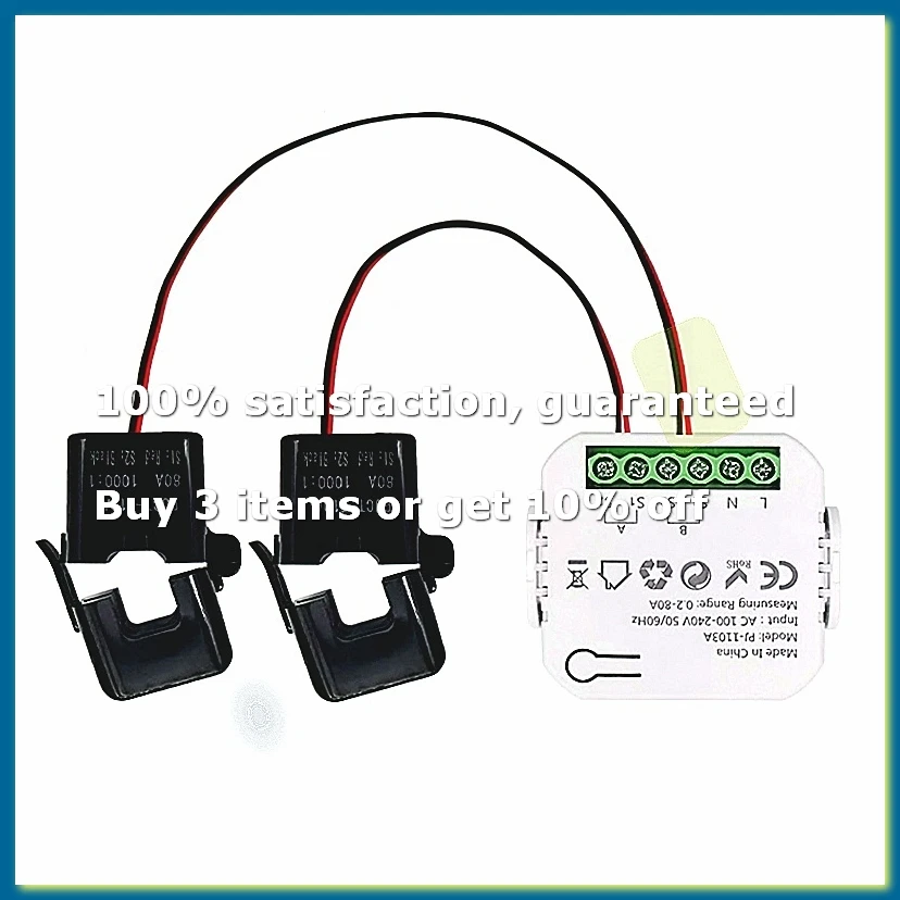 Tuya Smart WiFi Energy Meter Bidirection with Current Transformer App Monitor Power 80A Support Alarm 2 Channels - 2CT-WDL