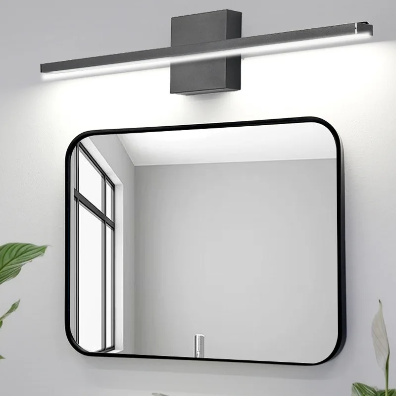 Modern Minimalist LED Mirror Lights For Bathroom Waterproof Long Strip Black Aluminum Wall Sconce Light Ac85-265v