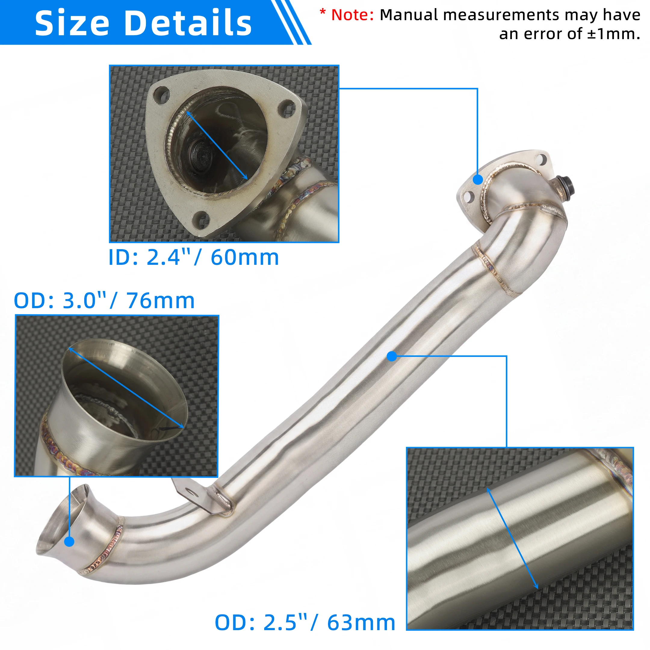 2.5inch Turbo Catless Downpipe for Mini Cooper S R55 R56 R57 R58 R59 R60 R61 N14 N18 Engine Stainless Steel Car Exhaust Downpipe