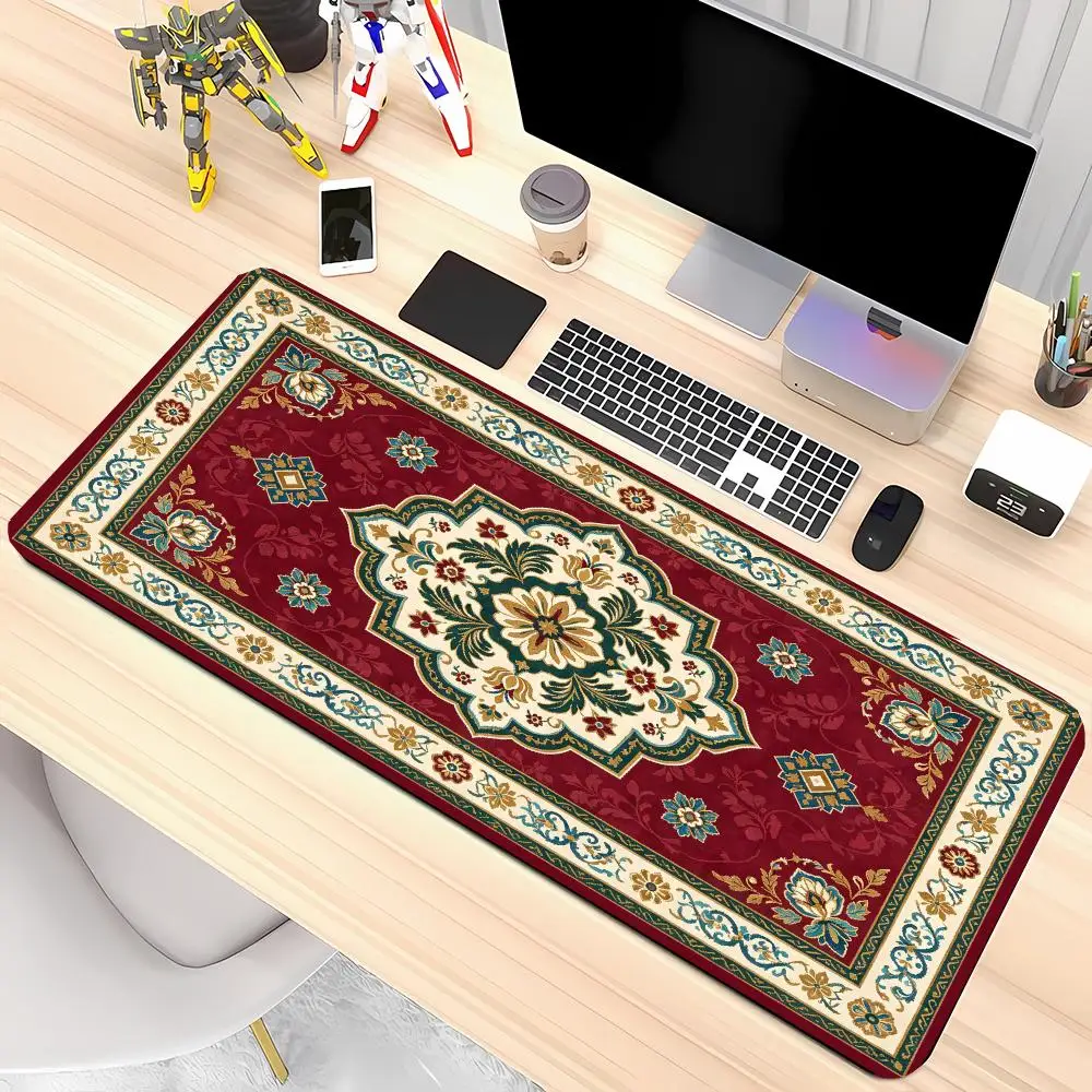 Red Vintage Persian Rug Mouse Pad Play Mat Smooth Glide Non Slip Base For Classic Home Desk Decor