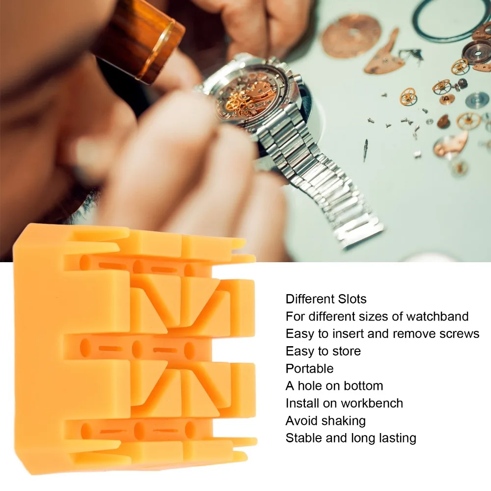 Practical Orange Watch Repair Holder Plastic 5x5cm Watch Link Removal Tool Watch Repair Support Home Watch Repair