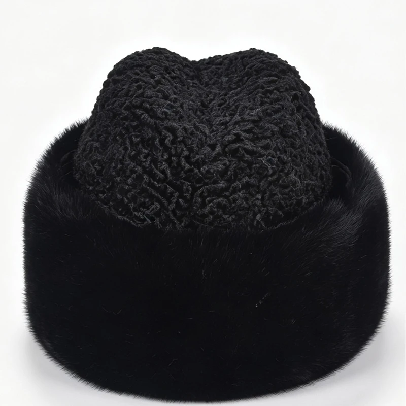 fashion woman faux wool splicing faux mink wool Russian retro hat ladies winter padded cold-proof fur hat winter caps