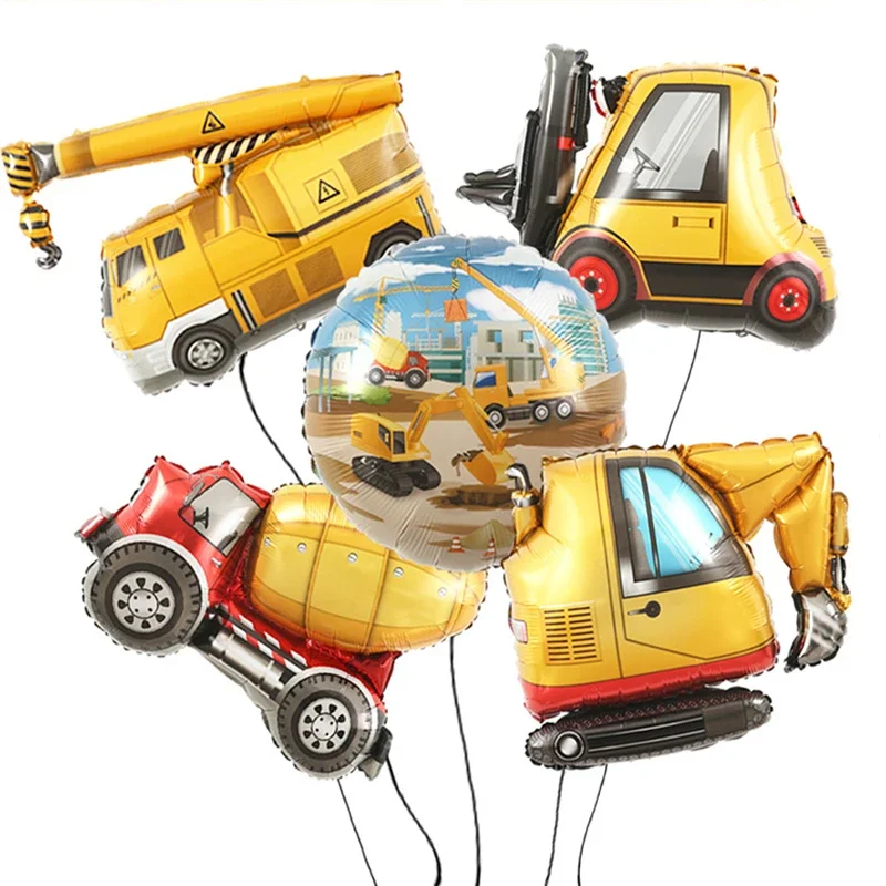 Cartoon Car Balloon Engineering Vehicle Excavator Crane Forklift truckchildren's gifts birthday party decorations Toy Balloo