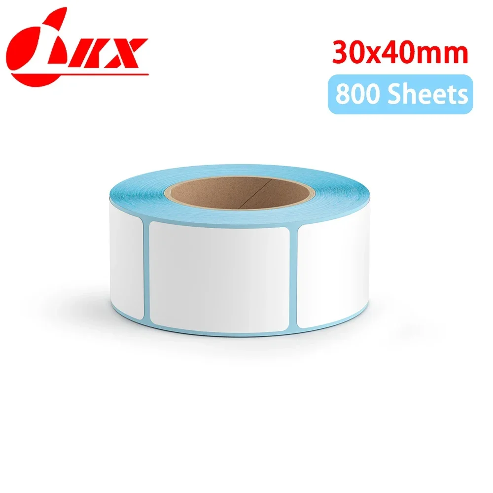 LKX 30X40mm 800sheets Self-adhesive Thermal Label Sticker Waterproof Blank Label Direct Printing Office Printing Supplies Paper