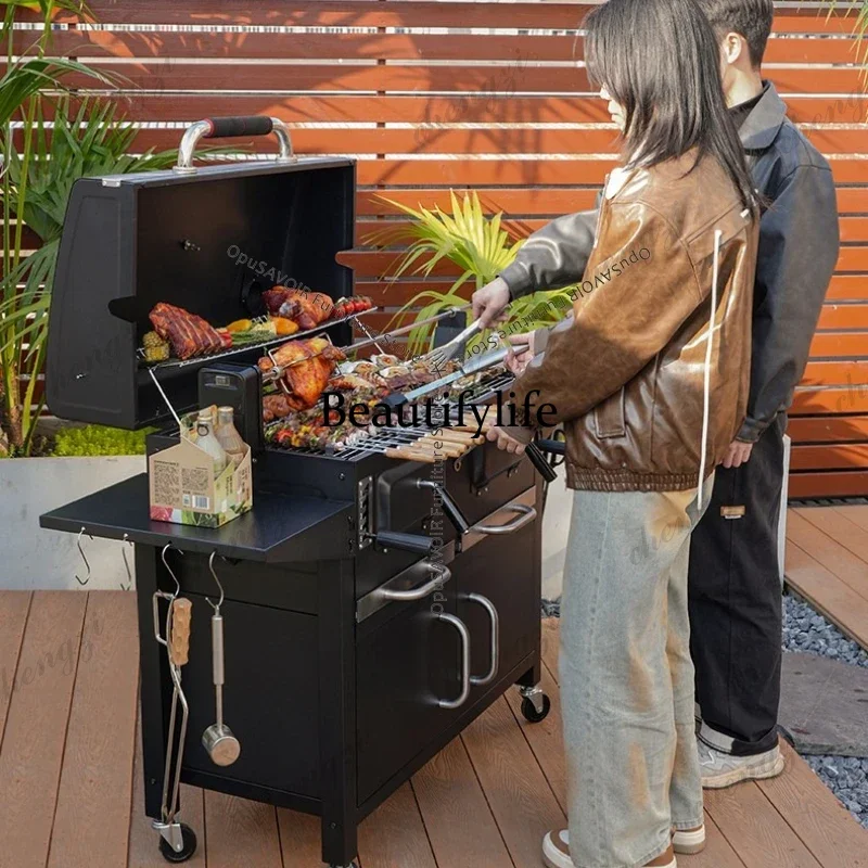 smt45 Large American Style Charcoal Barbecue Grill with Lid Outdoor Garden Patio Backyard Cooking - Heavy Duty Steel Constructio