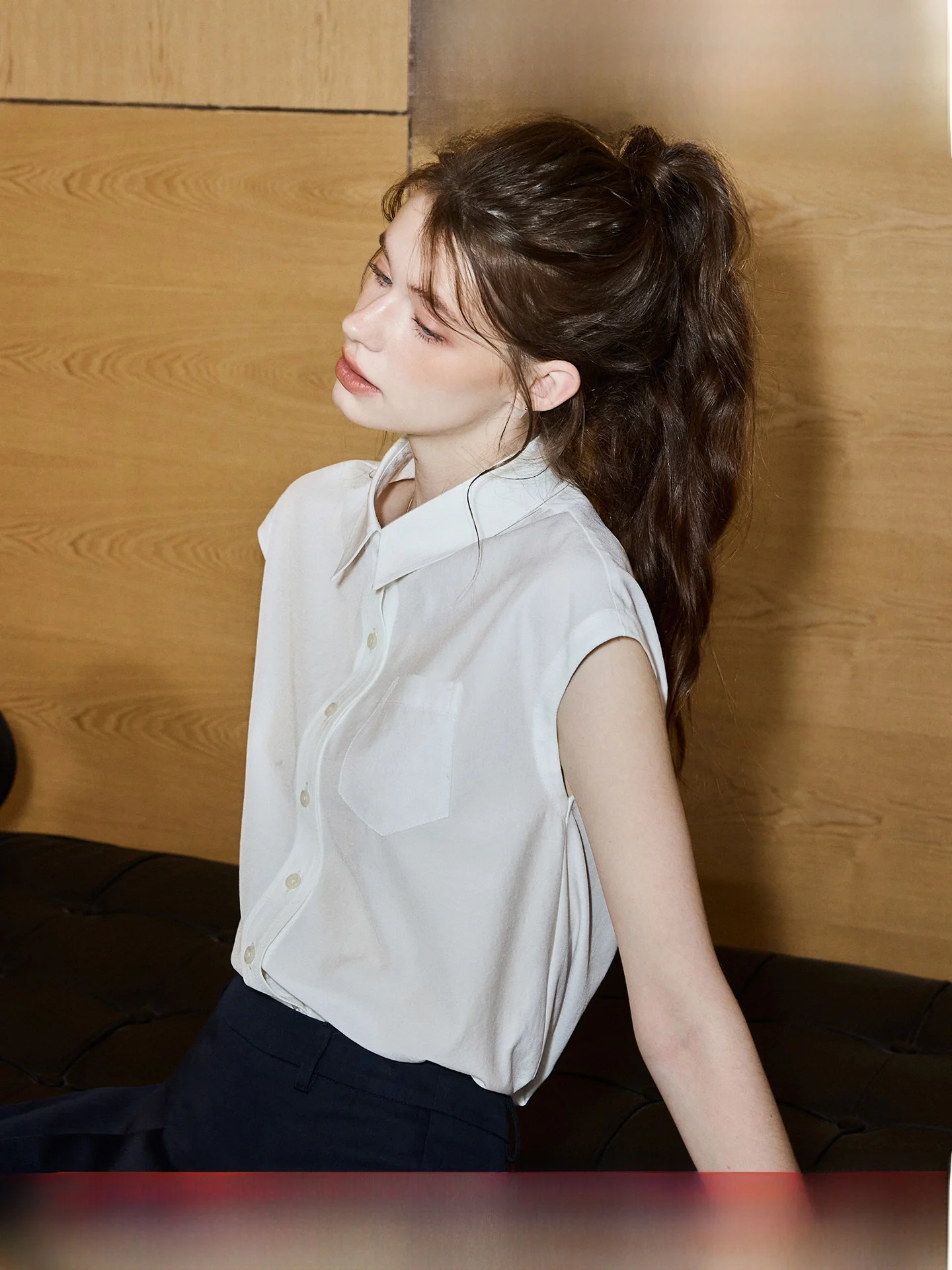 Elegant Sleeveless Shirt for Women Soft Fit Korean Style Summer New Arrival Breathable Polyester Fiber Casual Wear