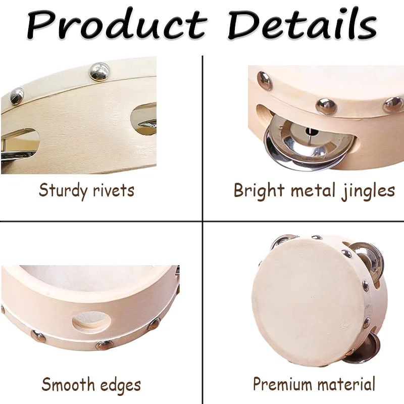 10-50 Stück MINI Tamburine für Hochzeiten, Handtrommel aus Schafsfell, Musikinstrument für Hochzeitsempfänge, Hochzeitsfeiern (4/6 Zoll) – Detail 10