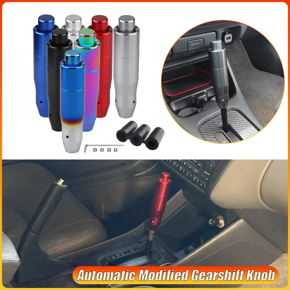 

Automatic Modified Gearshift Knob Upgrade Your Car with Gearshift Knob With Push Button Metal Gear Lever Knob Fits Most Cars