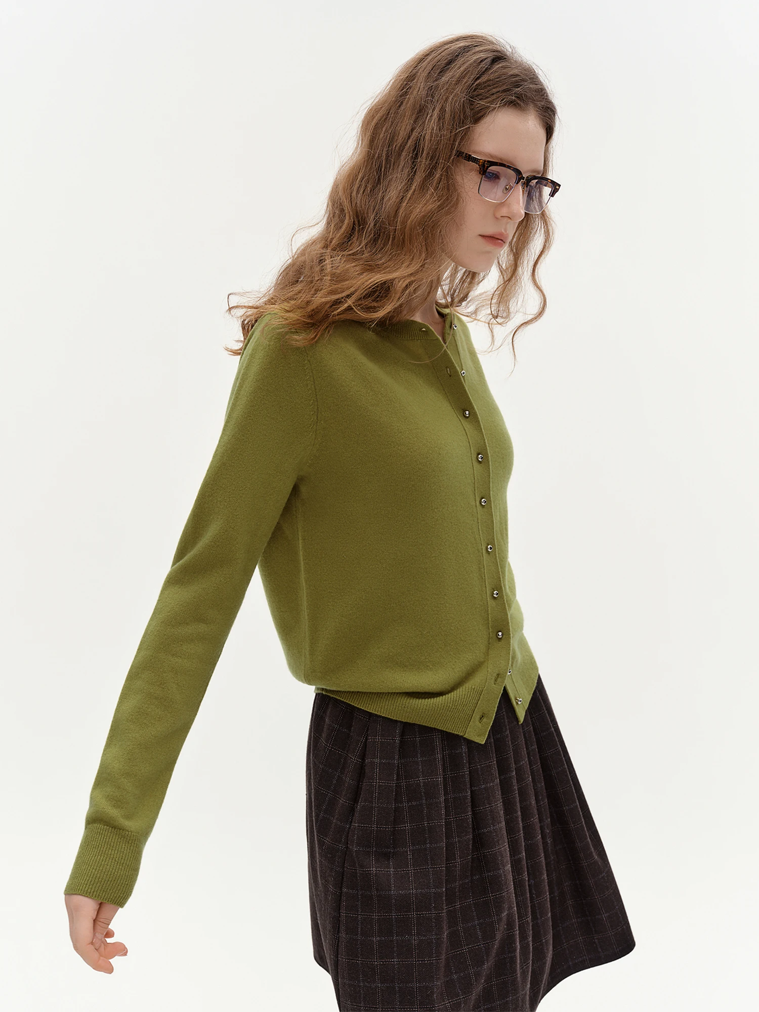 DUSHU Damen Strick-Cardigan aus Wollmischung in Unifarben, 5 Farben, Rundhalsausschnitt, Winter 2026 Neuerscheinung, Vielseitiges Lässiges Strick-Oberteil Pullover – Detail 11