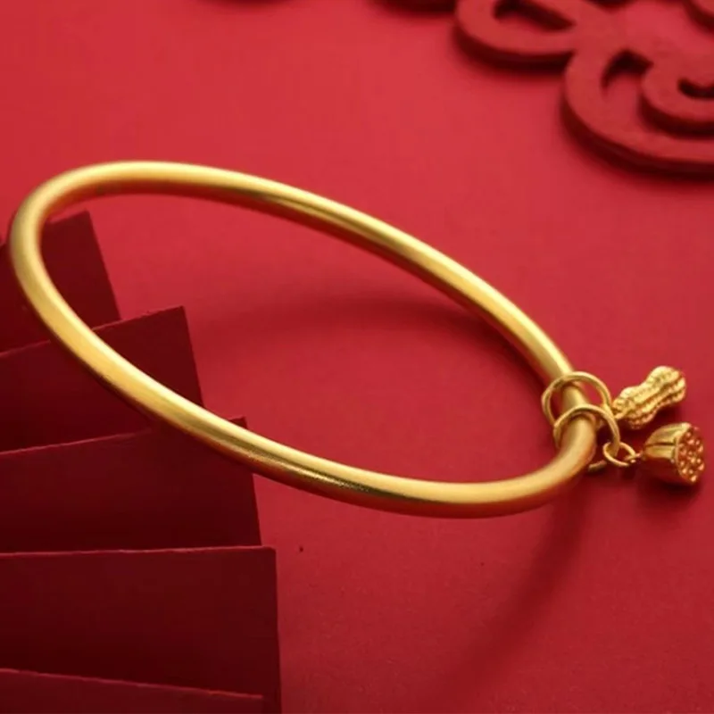 

Year of the Dragon Ancient Method Sand Auspicious Ruyi Peanut Lotus Pod Bracelet Brass Plated Plain Circle Bracelet Live Broadca