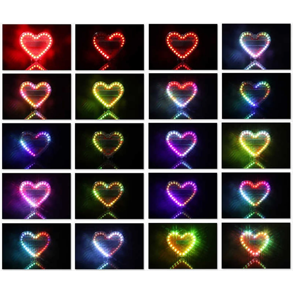 LED Heart-Shaped Flow Light DIY Electronic Kit with 32 Colorful LED Lights DIY Soldering Practice Kit Battery Powered