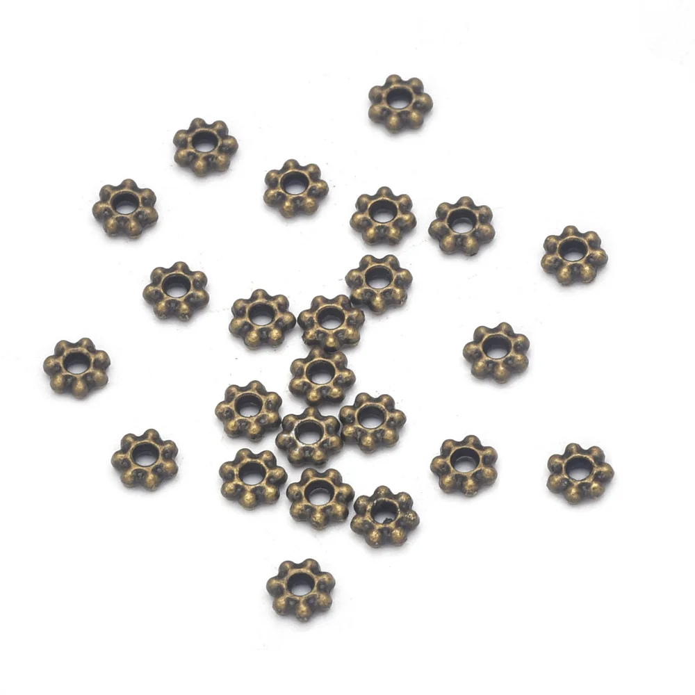 300 Stück 4/6mm Legierungs-Blumen-Abstandsperlen Gänseblümchen Metall-Schmuck-Abstandshalter für Armband- und Halsketten-Schmuckherstellung – Detail 8