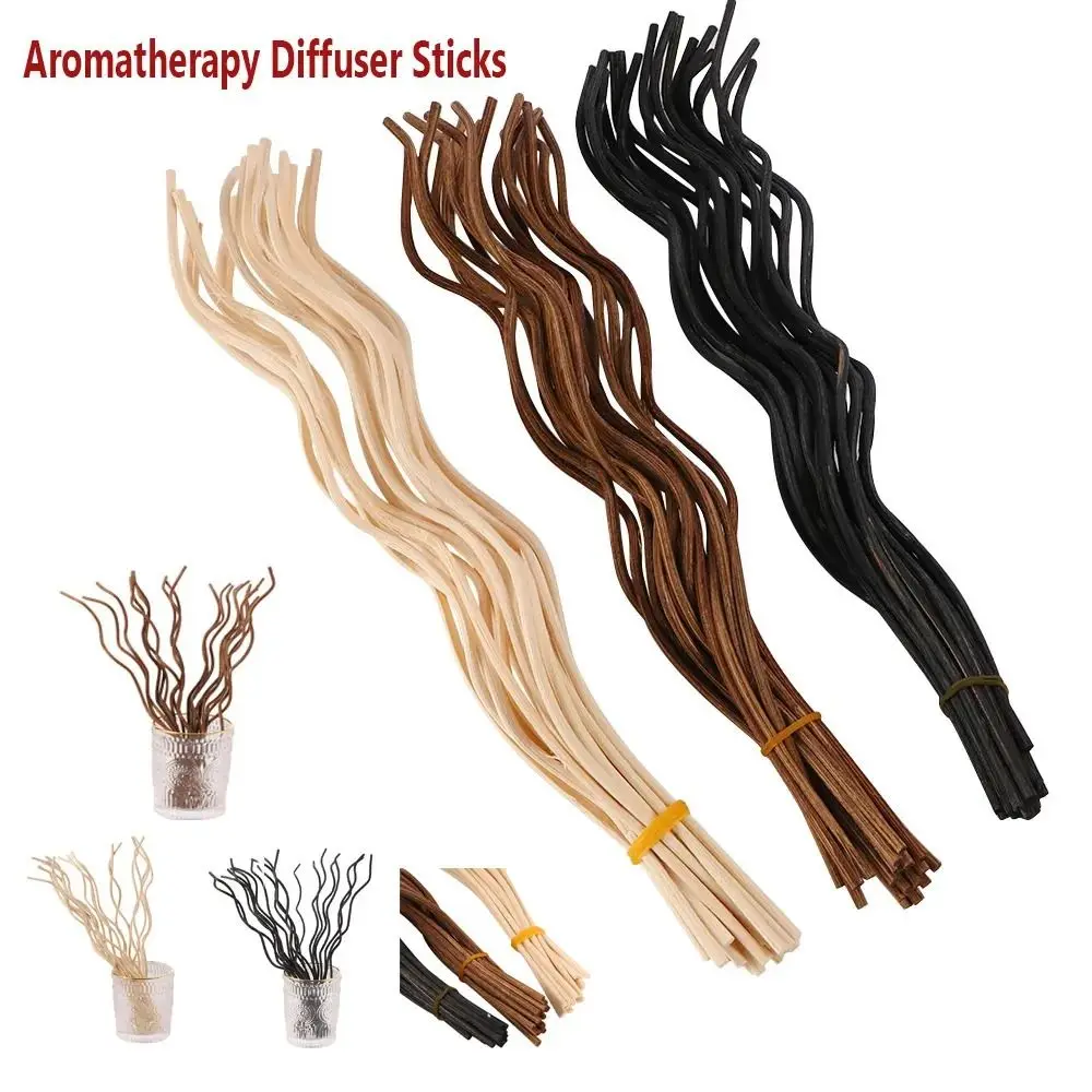 20Pcs Long Wavy Diffuser Stick Reed Fragrance Black Coffee Air Freshener Rattan 28CM Home Fragrance Replacement Refill Sticks