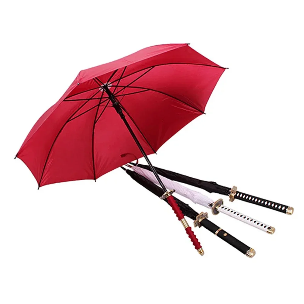 Knife Umbrella Samurai Anime Umbrella Crescent Sunlock Automatic Japanese Samurai Sun Visor for Men and Women with Long Handle