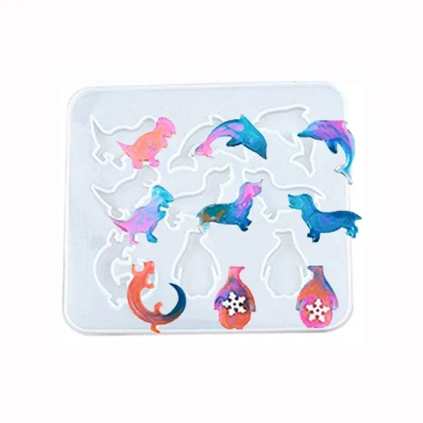 Marine Life Keychain Resin Mold Silicone DIY Sea Turtle Octopus Dolphin Horse Pendant Epoxy Mould Animal Jewelry Making Tool