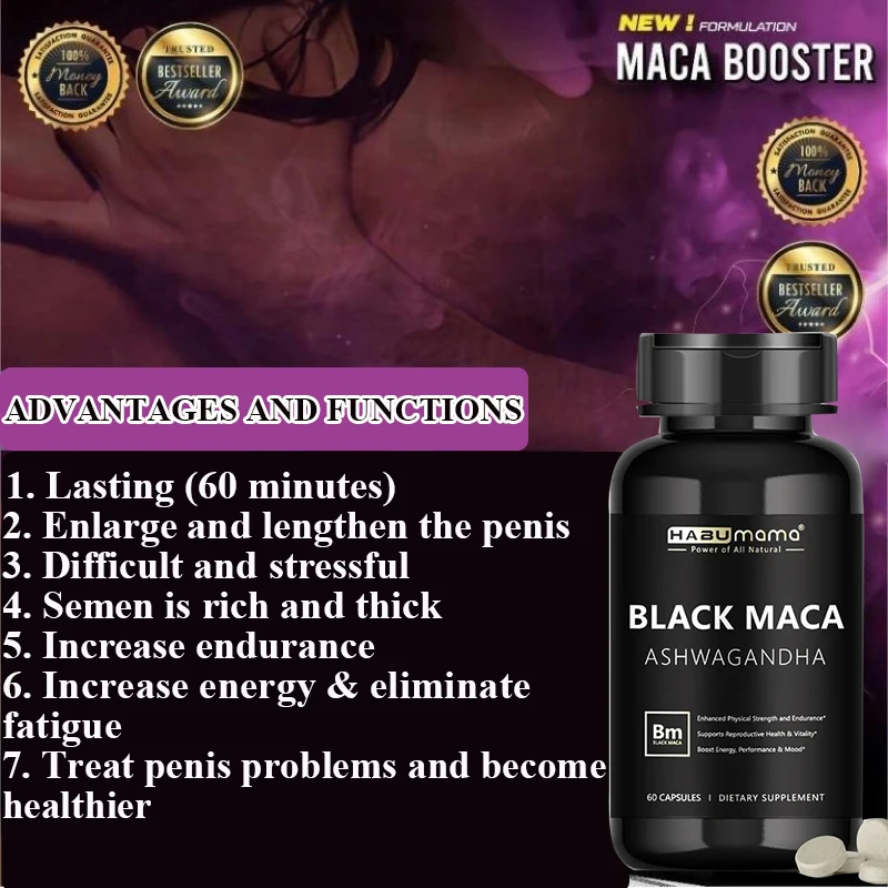 Strength Organic Black Maca Root with Ashwagandha - Highest Potency Black Maca Root Capsules for Men