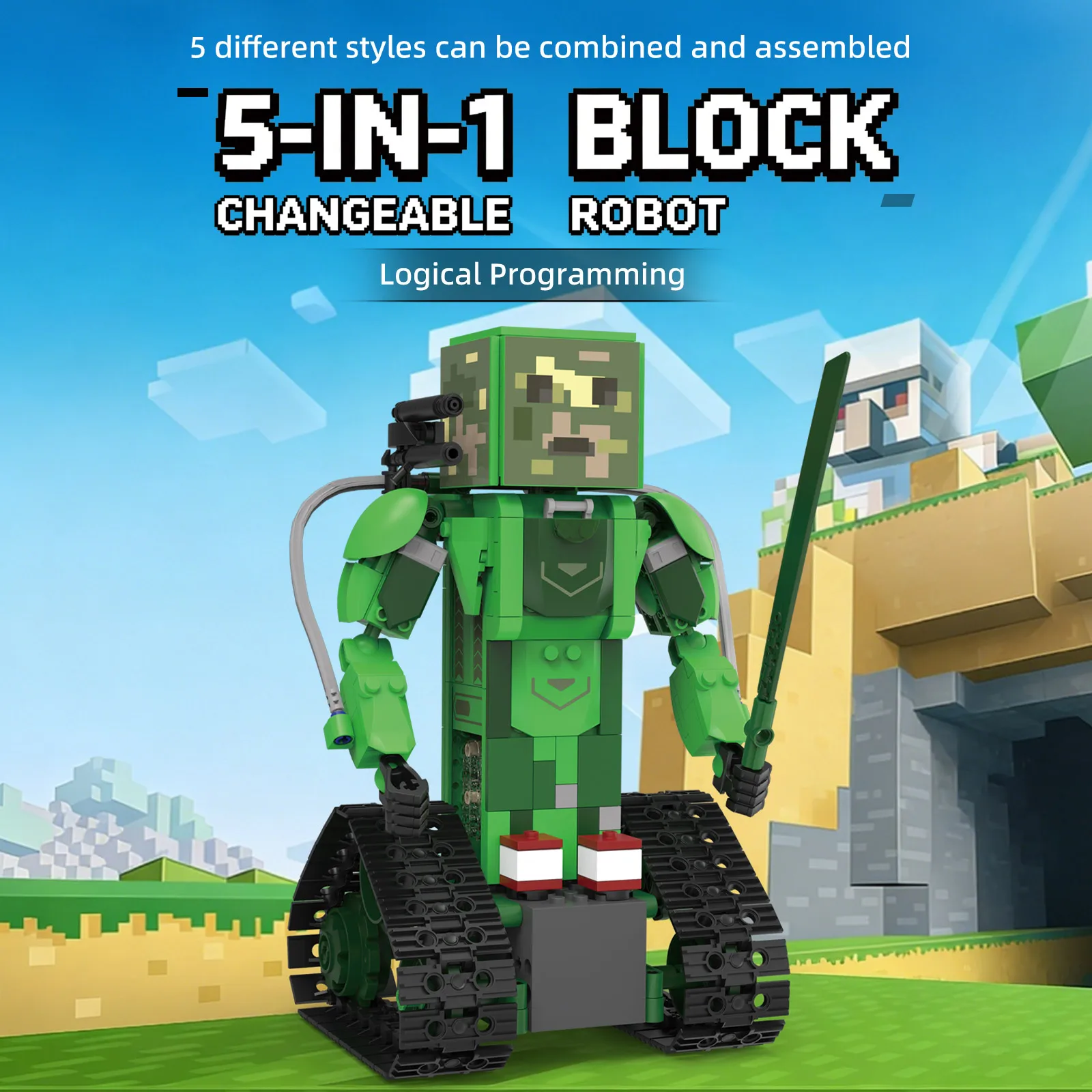 

K96150 APP Remote Control 5-in-1 Robot Building Blocks Set Transforming Mech Assembly Toy Home Decoration Kids Birthday Gift