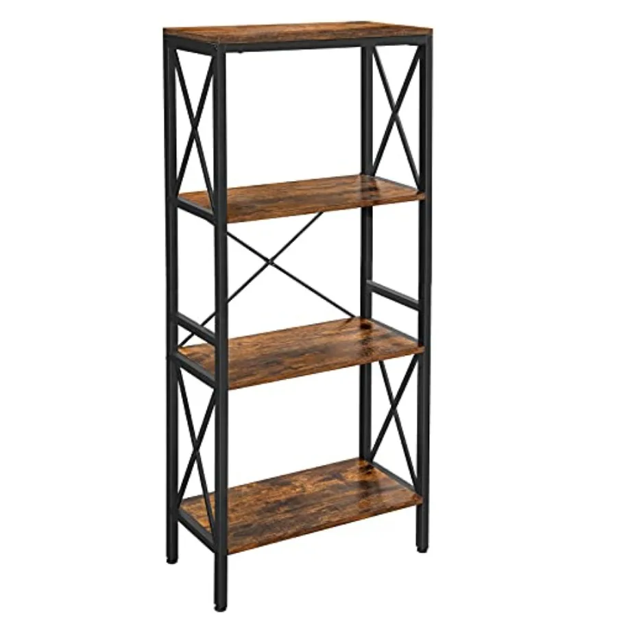 

DAINTREE Bookshelf Kitchen Shelf Free Standing Shelf Ladder Rack with 4 Open Shelves for Kitchen Office Stable Steel Frame