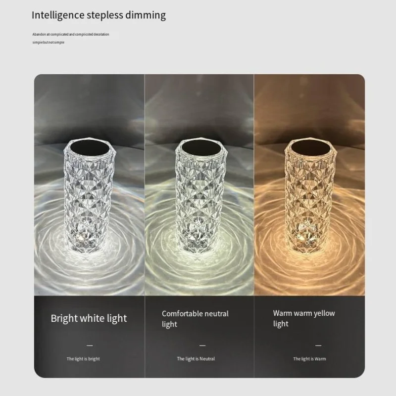 Crystal Lamp Touch Table Bedside Lamps Light Fixture 16 Colors LED Atmosphere Room Decor Christmas Room Decoration Home Lights