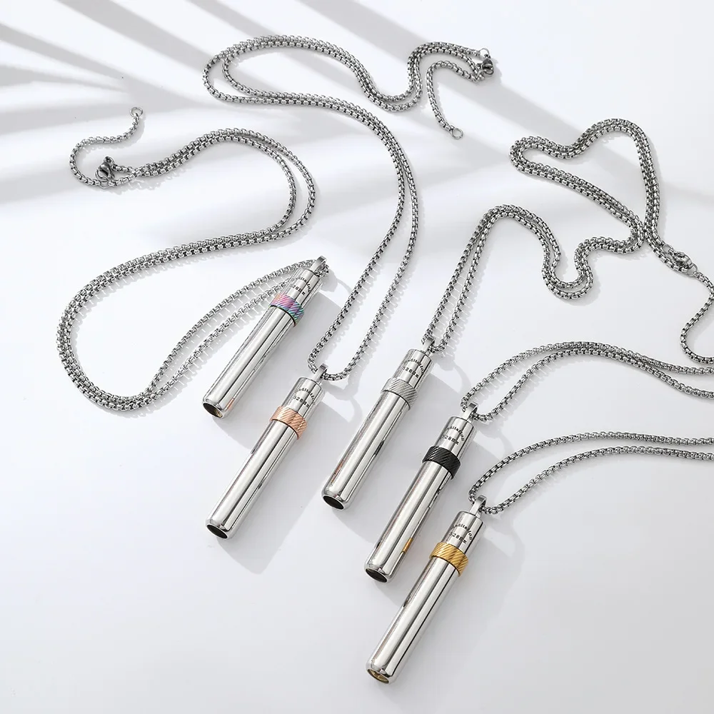 528Hz Frequency Whistle Love Frequency Pendants Rotation Stress Relief Meditation Breathing Anxiety Stainless Steel Necklace