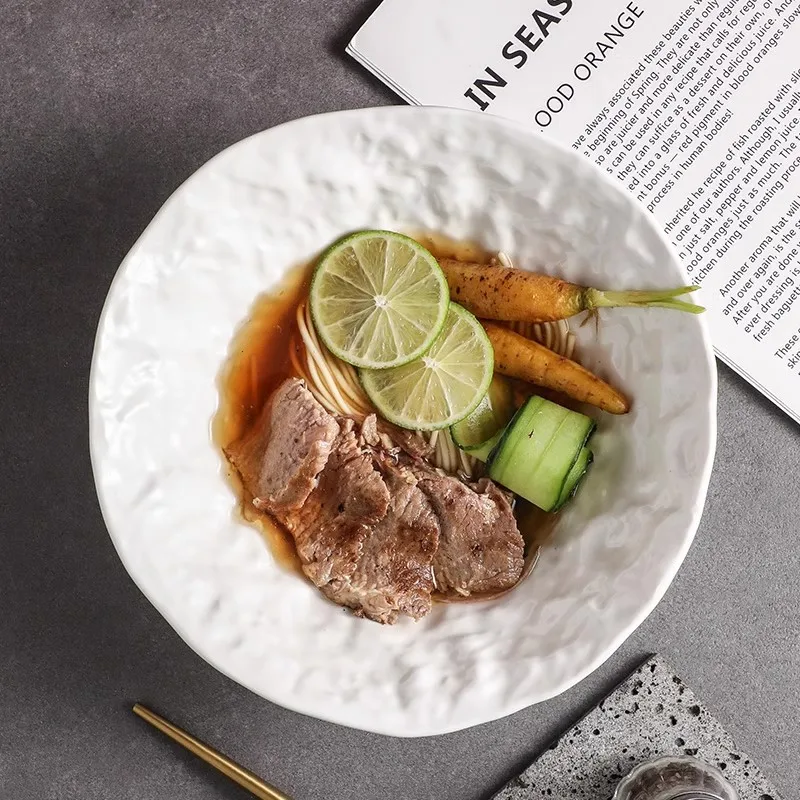 

Высококачественная и отличительная посуда для отеля, керамическая коническая шляпа с каменным узором, миски для супа, домашние миски для фруктового салата неправильной формы