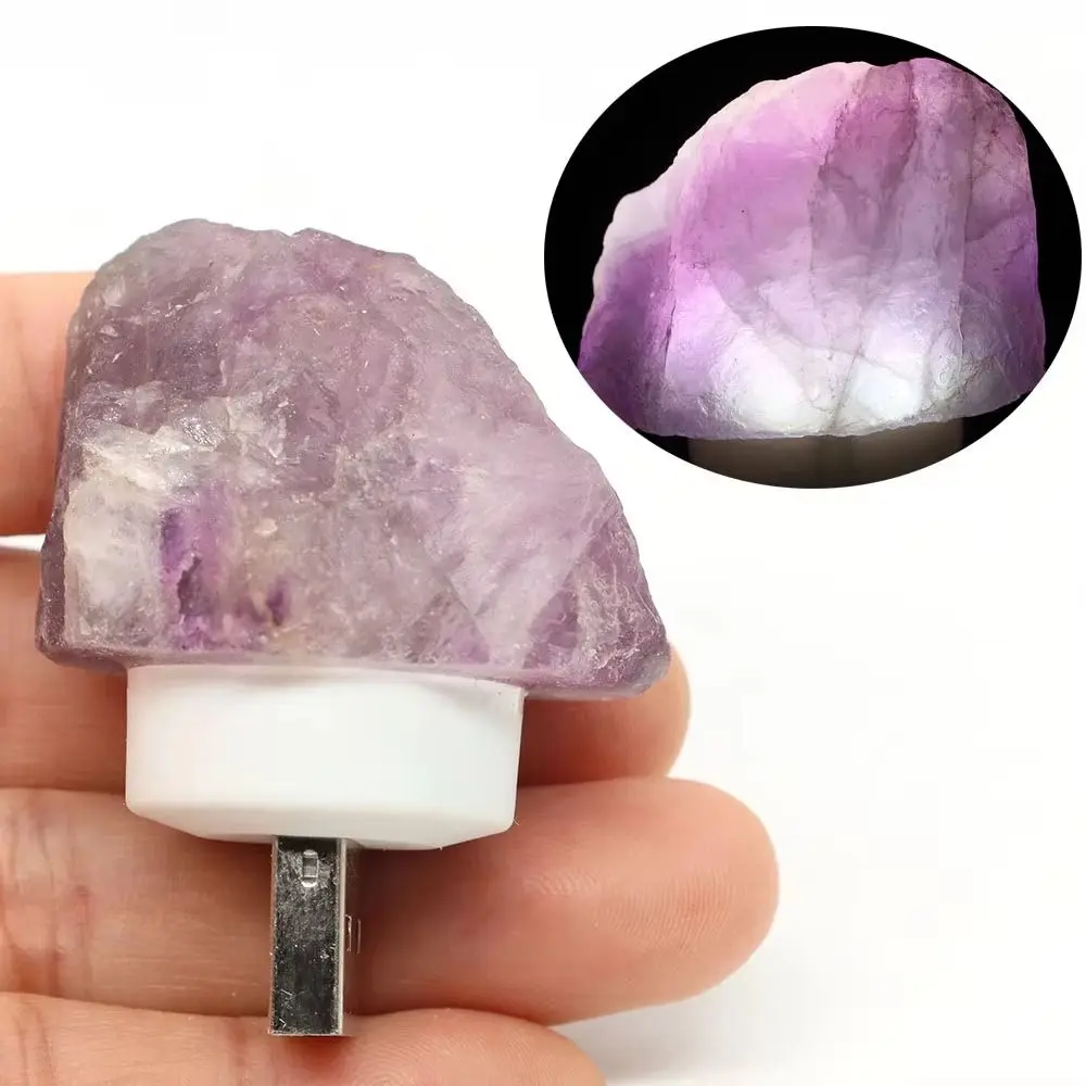 Crafts Irregular Shape Crystal Night Lamp Multicolor Rose Quartz Reiki Healing Stone Atmosphere Amethyst USB Light Home Decor