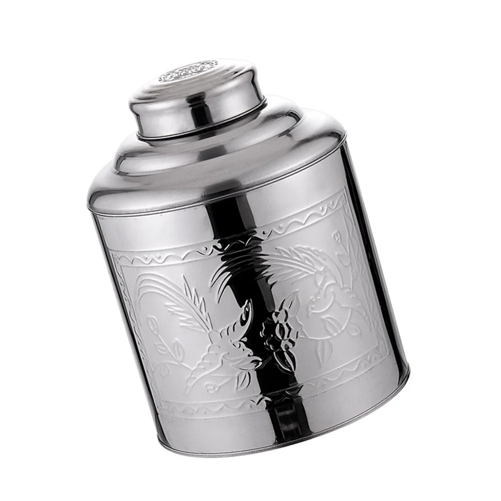 

Large Tea Loose Round Empty Containers Stainless Steel Kitchen Canisters Sealing Storage Jar