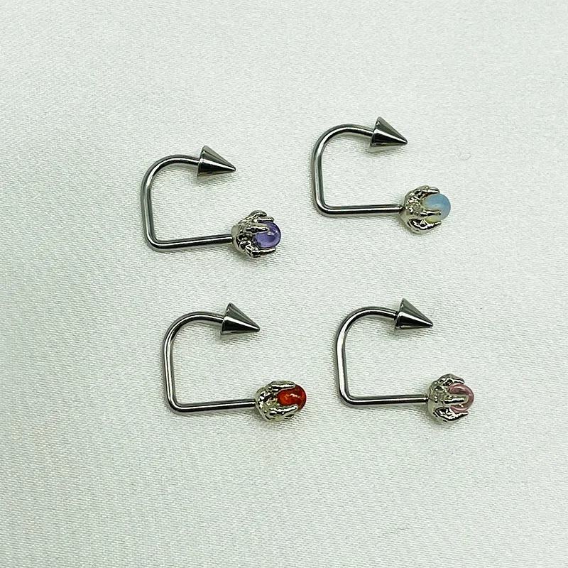 Titanium Steel Piercing Lip Ring Dragon Claw Opal Lip Stud Women Fashion Delicate Ear Stud Labret Piercing Body Jewelry image 3