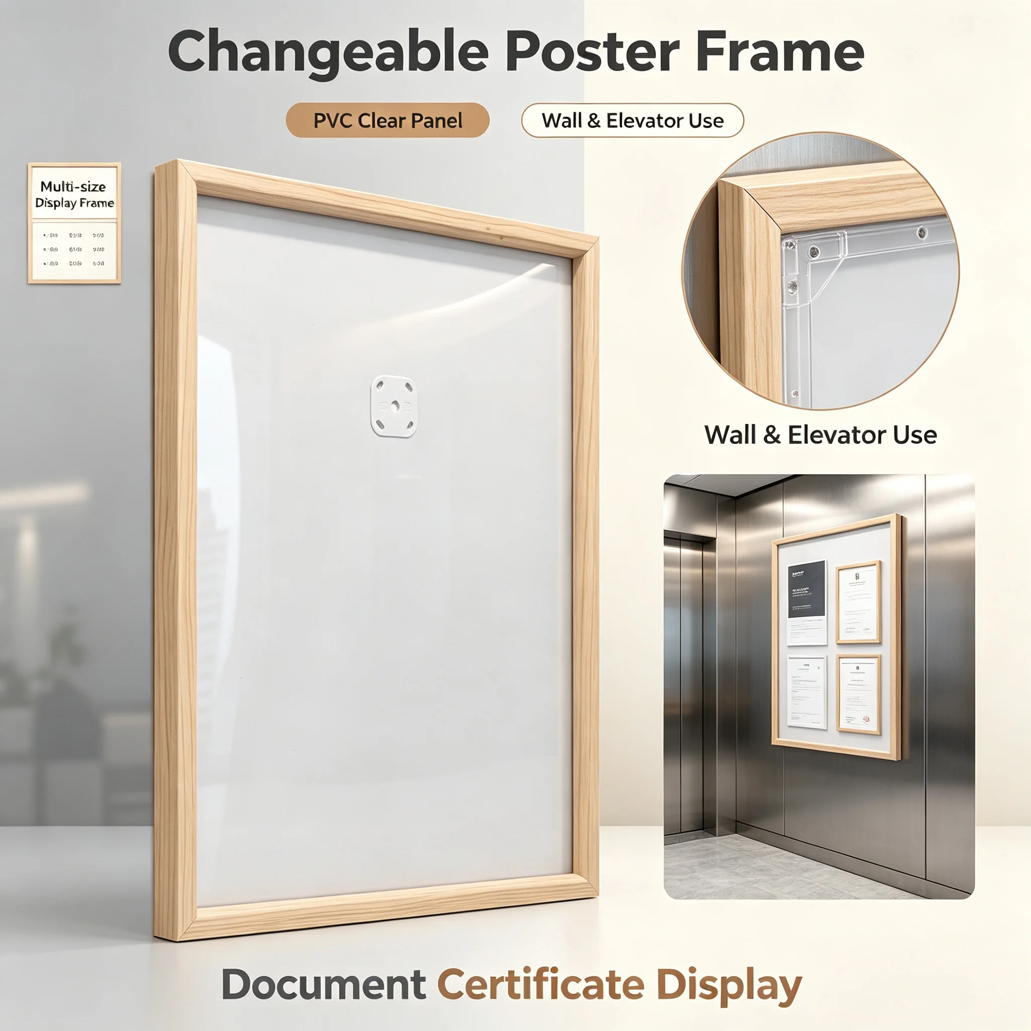 Changeable Poster Frame PVC Wall Advertising Display Holder Elevator Advertisement Document Certificate Sign Display Frame