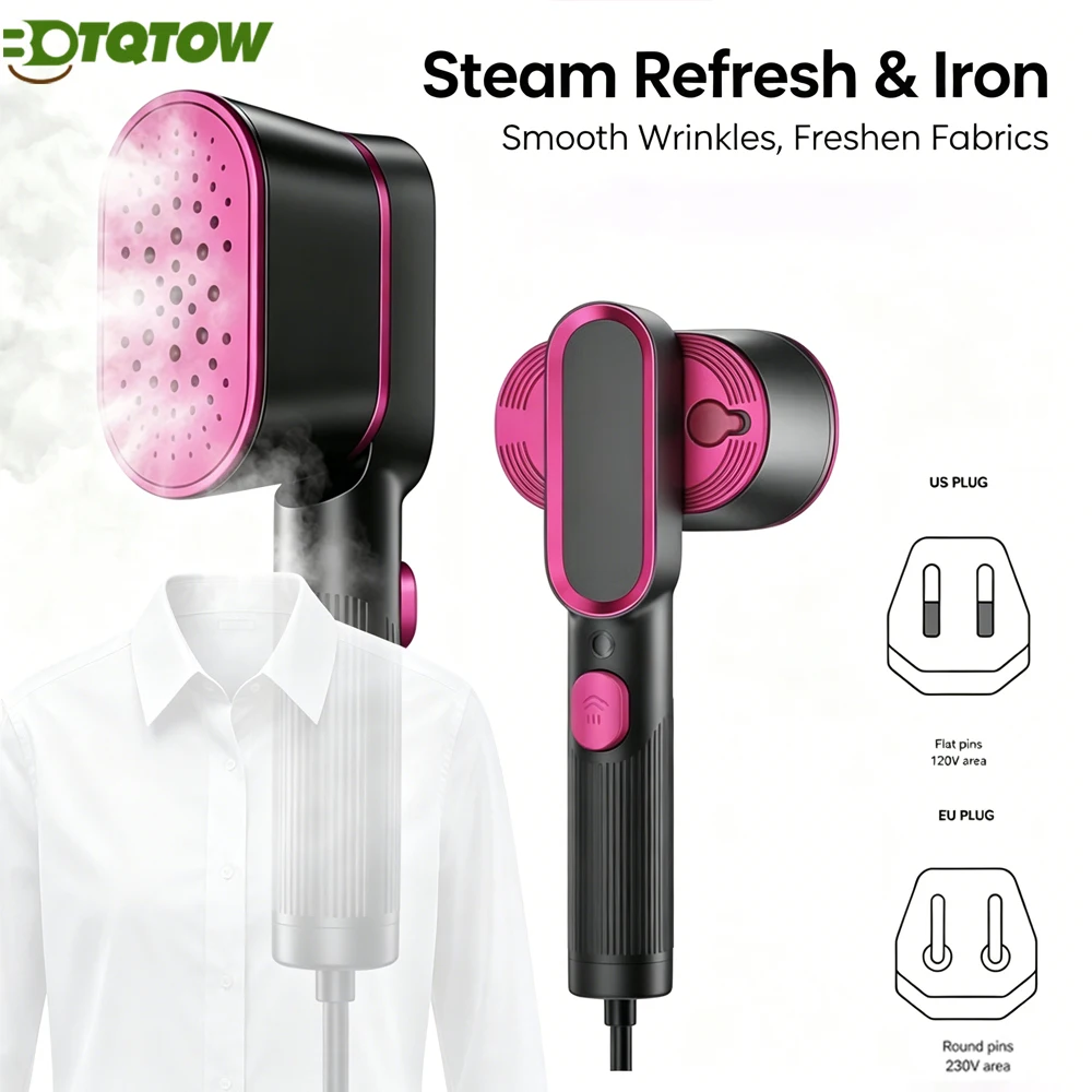 Portable Handheld Garment Steamer, 100-240V Travel Dry Iron 2 in 1, 1000W Fast Heat Clothes Steamer, Wrinkle Removal Home Travel