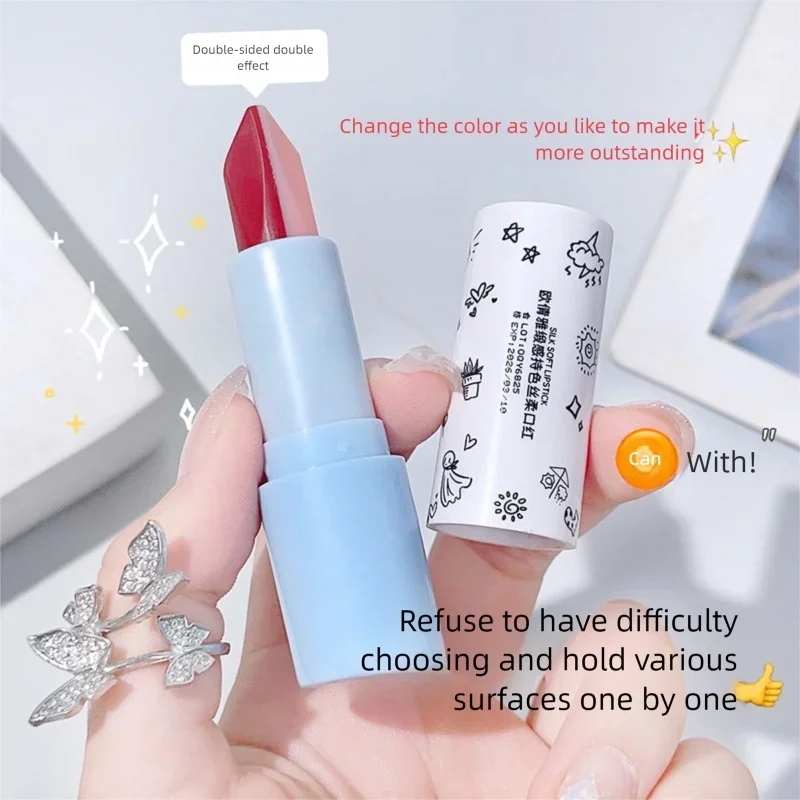 OCHEAL Moisturizing Two-Tone Lipstick Temperature Color Change Lip Balm Long Lasting Waterproof Fast Dry Non-Stick Cup Lip Balm