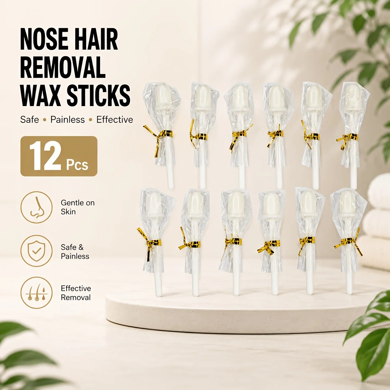 Disposable Nose Wax Sticks, Individually Packed Safe Round Tip Nose Hair Remover for Men Women