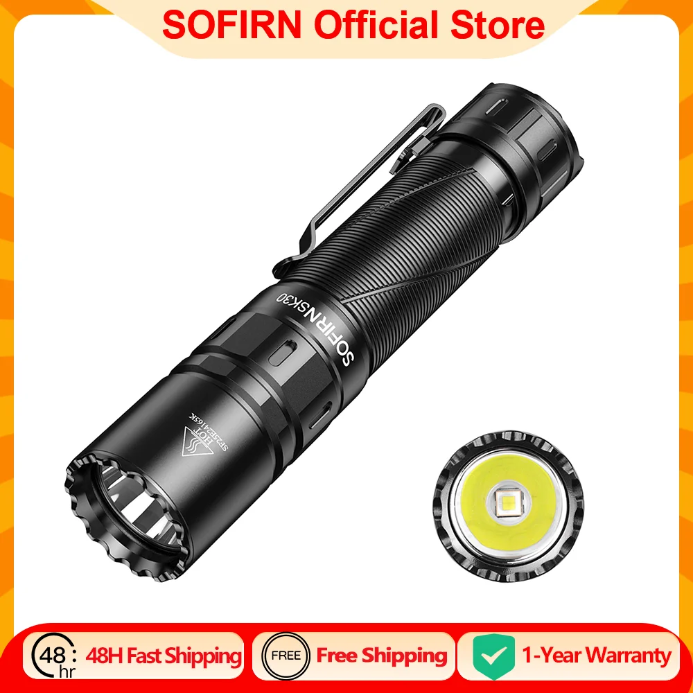 SOFIRN SK30 3000LM Тактический фонарик 6000K SFT70 Светодиодный фонарь 21700 USB C Перезаряжаемый фонарик EDC с двойным переключателем
