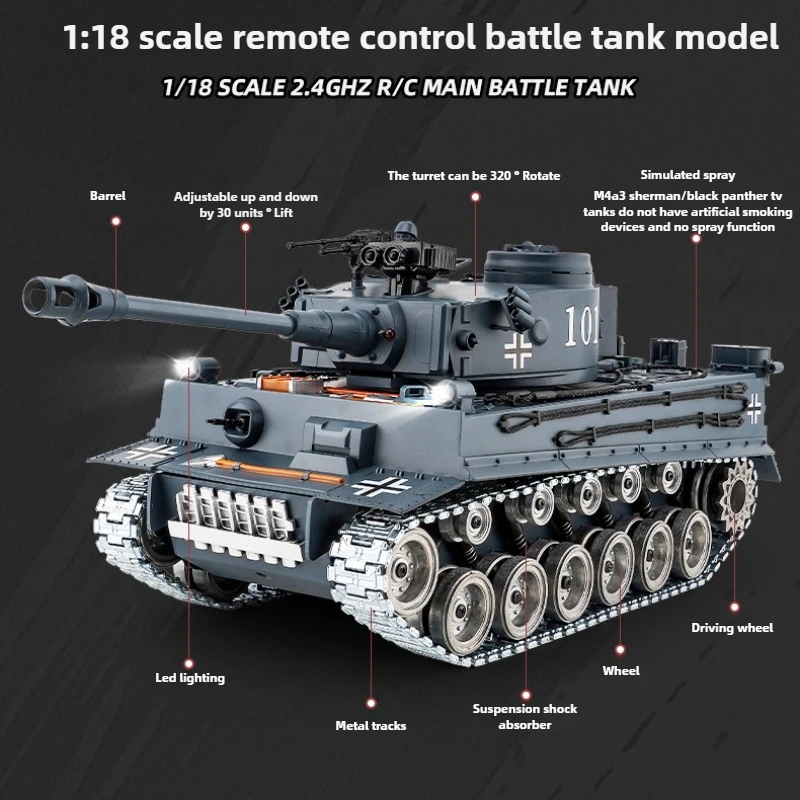 Coisas legais tanques rc engraçado Gift-46cm liga pantera tv rc tanque modelo, pet spray metal pista tanque brinquedo, brinquedos para meninos, chassi robô
