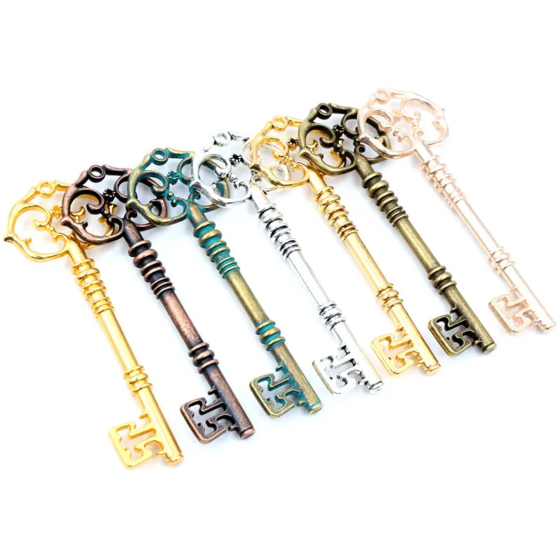 83x31mm 2pcs Bronze Green Gold Colors Antique silver color Plated Key Handmade Charms Pendant:DIY for bracelet necklace