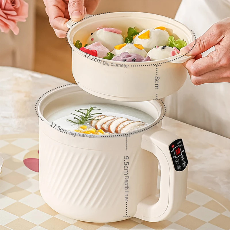 Electric Rice Multi-Cooker Congee Stew Heater Cup Noodles Pasta Soup Cooking Pot Hotpot Eggs Omelet Stir-Fry Pan Food Steamer EU