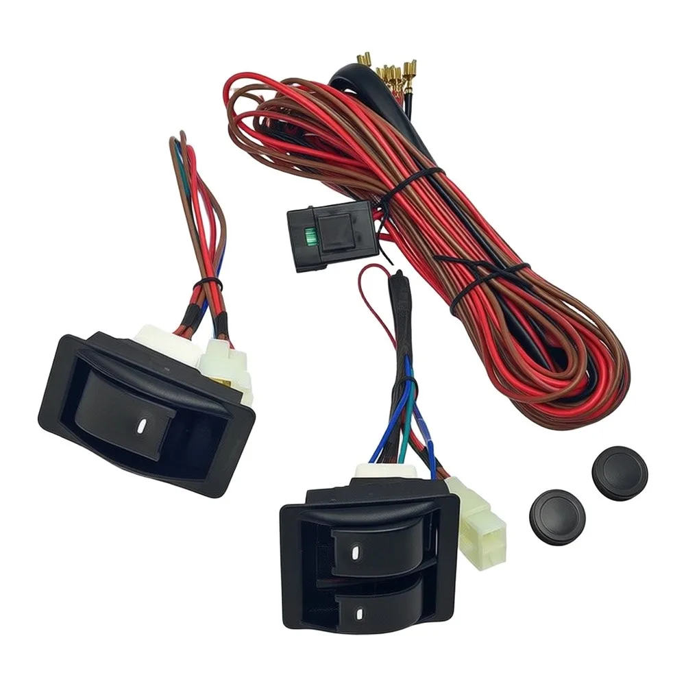 12V /24V Power Window Switch Kit With Wiring Harness For Two Door Car Retrofit Installation Interior Control Accessories