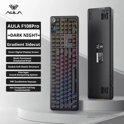 AULA F108 PRO Mechanical Keyboard Custom 100% Layout RGB Backlight Wireless Bluetooth Hifi Switch Gaming Keyboard