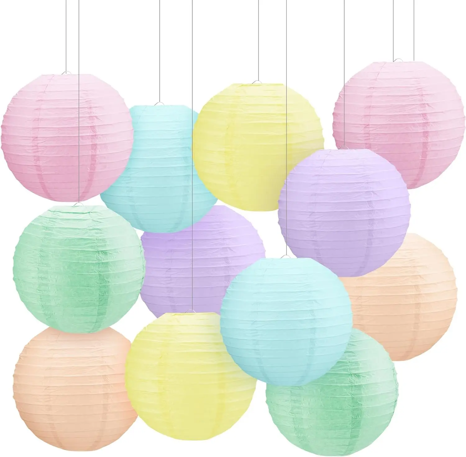 

12 Pcs 10 Inch Pastel Hanging Paper Lanterns Party Decorations