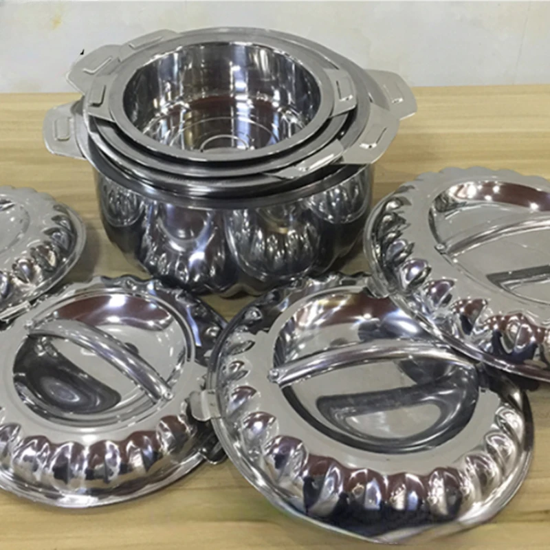 

For 4Pcs/Set 1/2/3/4L Stainless Steel Food Warmer Insulation Container Lunch Box for Family Party Wedding Good Quality