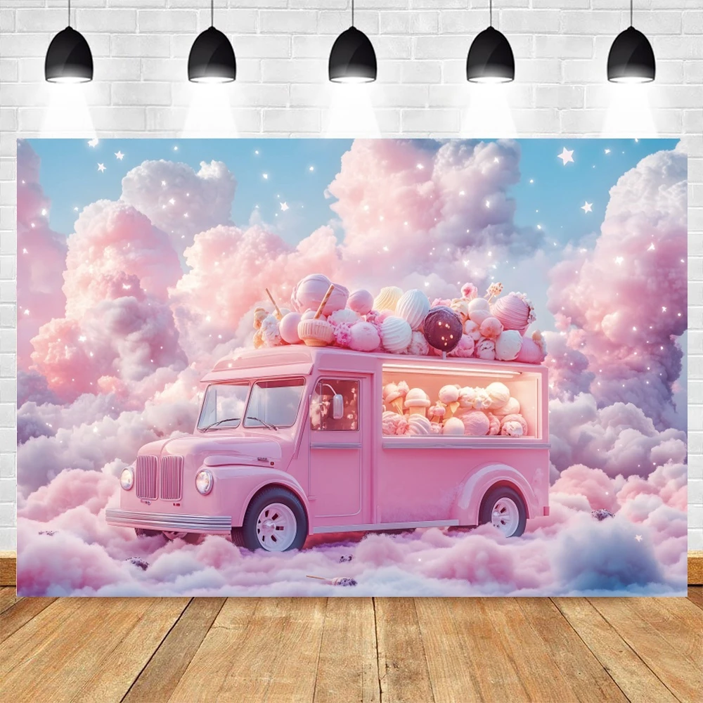 Sweet Candy Donut Ice Cream Dessert Backdrop Girl's Princess Birthday Baby Shower Party Banner Photography Background Photoshoot