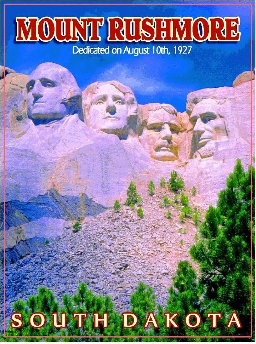 M1,TYmall Wall Art Metal Hanging Sign Mount Rushmore Memorial South Dakota United States Travel Advertisement Vintage Wall Decor