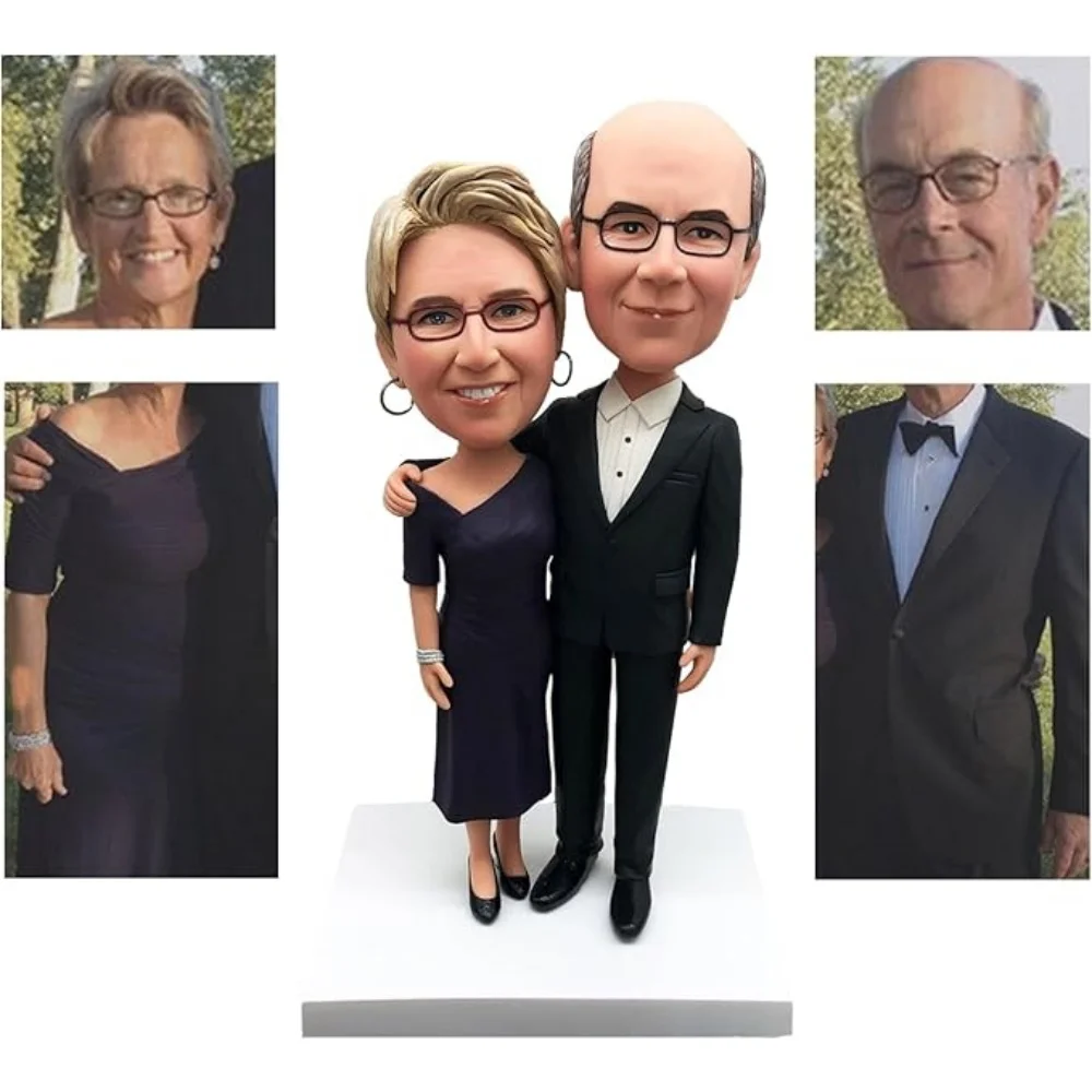 Couple Swinging Doll - Customized Handmade Sculpture, Photo Based Design - Unique Collection of Bobbleheads, Full Body Customiza
